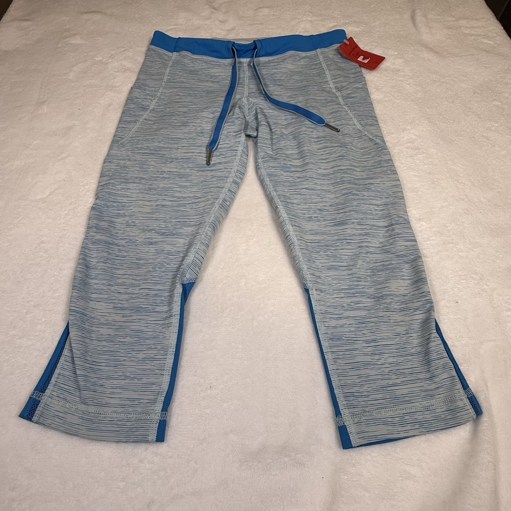 Lululemon Womens Size 6 Crop Capri Pants Blue Gray Drawstring Athletic Yoga